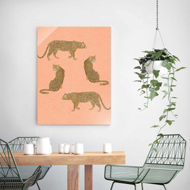 Tableau en verre - Illustration Leopard Pink Painting