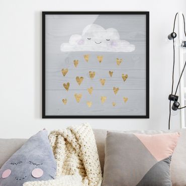 Poster encadré - Cloud With Golden Hearts