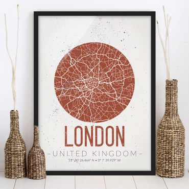 Poster encadré - City Map London - Retro