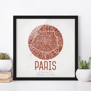Poster encadré - City Map Paris - Retro