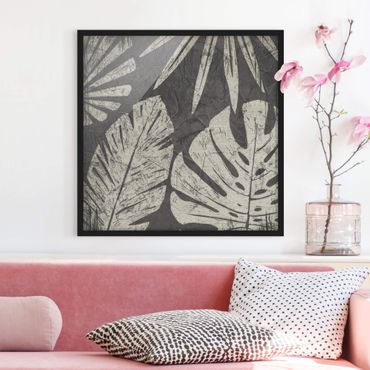 Poster encadré - Palm Leaves Dark Grey Backdrop