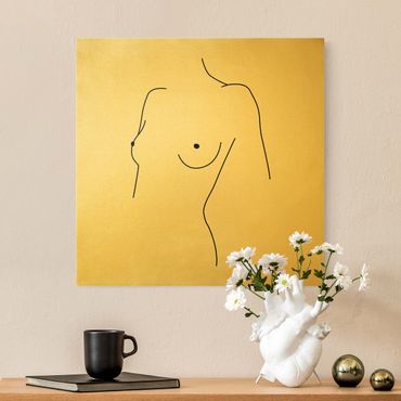 Tableau sur toile or - Line Art Nude Bust Woman Black And White