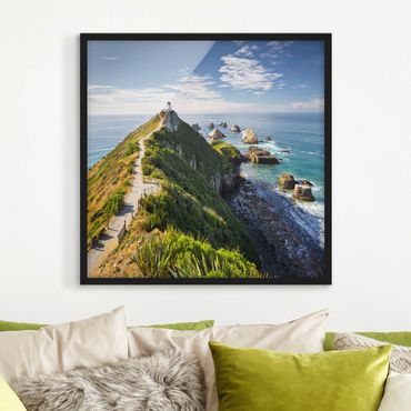 Poster encadré - Nugget Point Lighthouse And Sea New Zealand