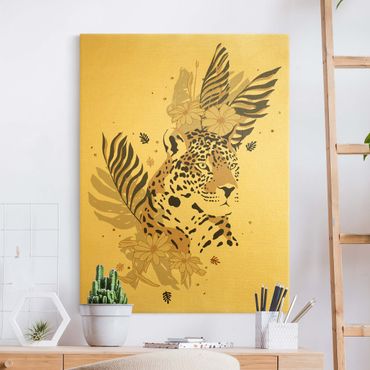 Tableau sur toile or - Safari Animals - Portrait Leopard