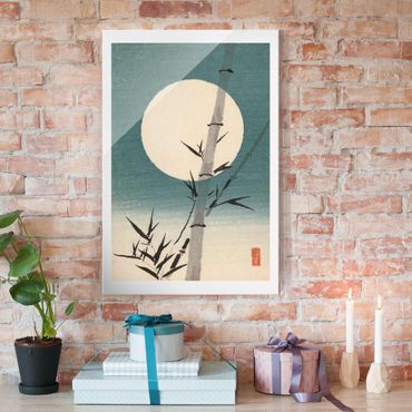 Tableau en verre - Japanese Drawing Bamboo And Moon