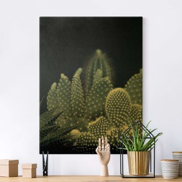 Tableau sur toile or - Familiy Of Cacti At Night