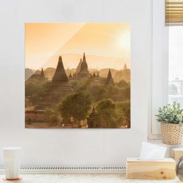 Tableau en verre - Sun Setting Over Bagan