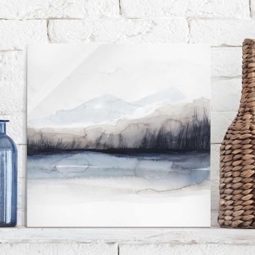 Tableau en verre - Lakeside With Mountains I