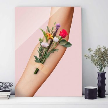 Tableau en verre - Arm With Flowers