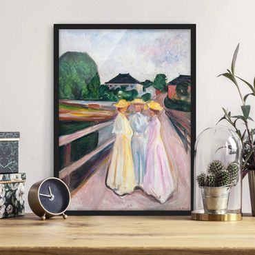 Poster encadré - Edvard Munch - Three Girls on the Bridge