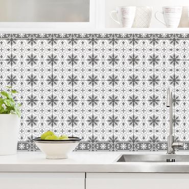 Revêtement mural cuisine - Geometrical Tile Mix Cross Grey