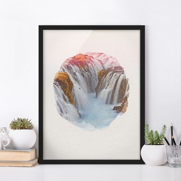 Poster encadré - WaterColours - Bruarfoss Waterfall In Iceland
