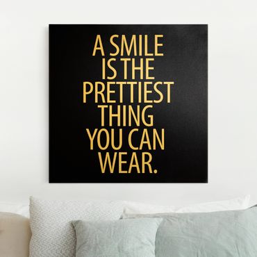 Tableau sur toile or - A Smile is the prettiest thing Sans Serif black