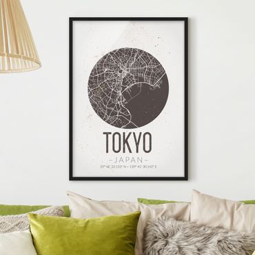 Poster encadré - Tokyo City Map - Retro