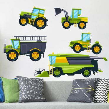 Sticker mural - Harvester, tractor and co