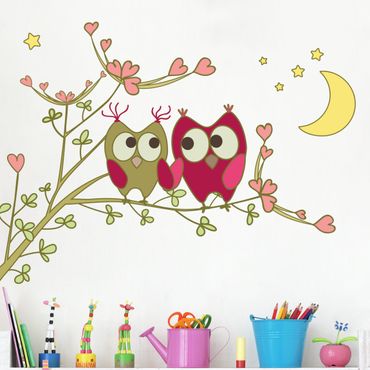 Sticker mural - Owl pair