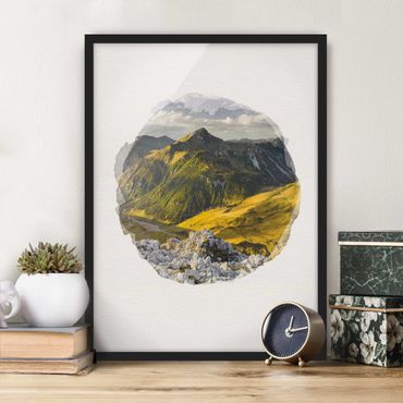 Poster encadré - WaterColours - Mountains And Valley Of The Lechtal Alps In Tirol