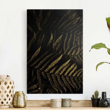 Tableau sur toile or - Black And White Botany Fern