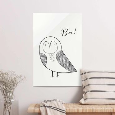 Tableau en verre - Owl Boo Drawing