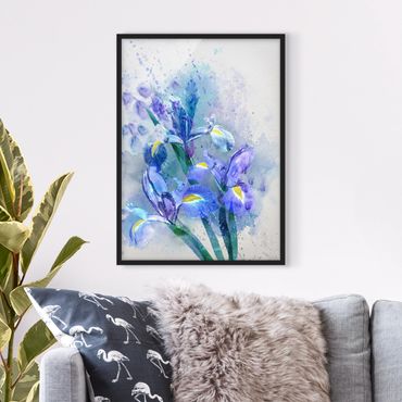 Poster encadré - Watercolour Flowers Iris