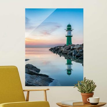 Tableau en verre - Sunset at the Lighthouse