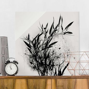 Tableau en verre - Graphical Plant World - Black Bamboo