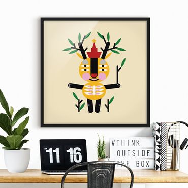 Poster encadré - Collage Ethno Monster - Deer