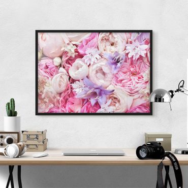 Poster encadré - Shabby Roses With Bluebells