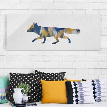 Glass print - Fox In Blue And Yellow