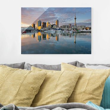 Tableau en verre - Auckland Skyline Sunset