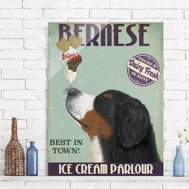 Tableau en verre - Bernese Mountain Dog With Ice