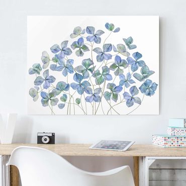 Tableau en verre - Blue Hydrangea Flowers