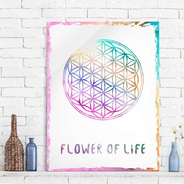 Tableau en verre - Flower of life watercolour