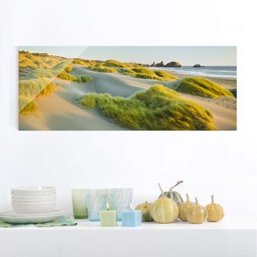 Tableau en verre - Dunes And Grasses At The Sea