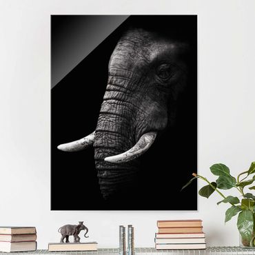 Tableau en verre - Dark Elephant Portrait
