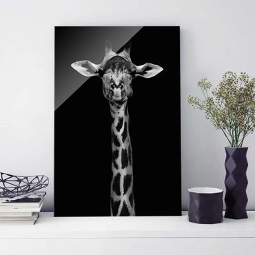 Tableau en verre - Dark Giraffe Portrait