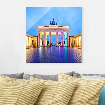 Tableau en verre - Illuminated Brandenburg Gate