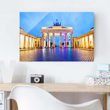 Tableau en verre - Illuminated Brandenburg Gate