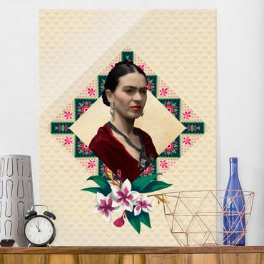 Tableau en verre - Frida Kahlo - Flowers And Geometry