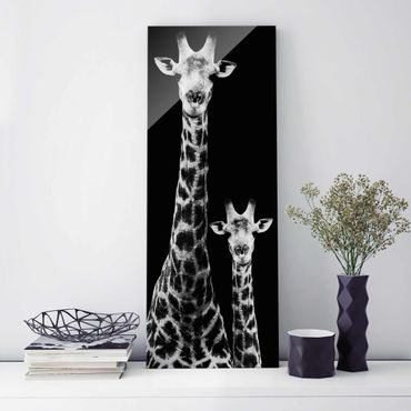 Tableau en verre - Giraffe Duo black & white