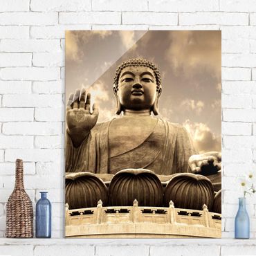 Tableau en verre - Big Buddha Sepia