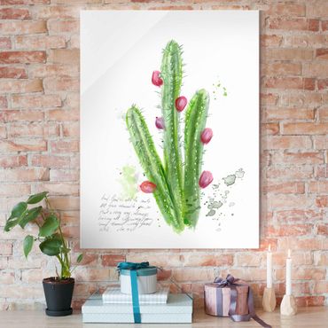 Tableau en verre - Cactus With Bibel Verse II