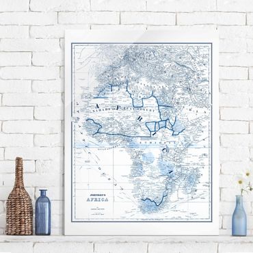 Tableau en verre - Map In Blue Tones - Africa