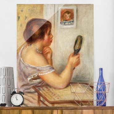 Tableau en verre - Auguste Renoir - Gabrielle holding a Mirror or Marie Dupuis holding a Mirror with a Portrait of Coco
