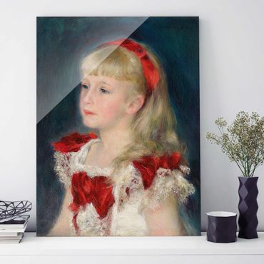 Tableau en verre - Auguste Renoir - Mademoiselle Grimprel with red Ribbon