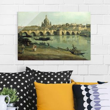 Tableau en verre - Bernardo Bellotto - View of Dresden from the Right Bank of the Elbe with Augustus Bridge