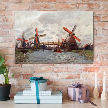Tableau en verre - Claude Monet - Windmills in Westzijderveld near Zaandam