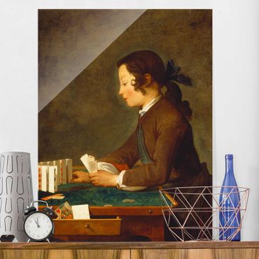 Tableau en verre - Jean-Baptiste Siméon Chardin - Young Girl (young Boy?) builds a House of Cards