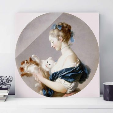 Tableau en verre - Jean Honoré Fragonard - Girl playing with a Dog and a Cat