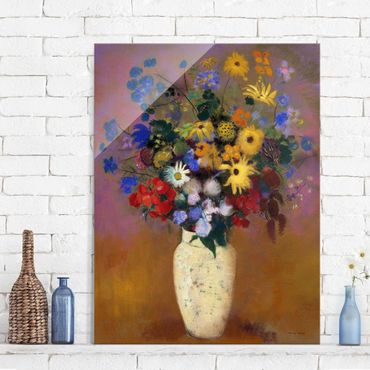 Tableau en verre - Odilon Redon - White Vase with Flowers